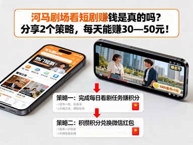 河马剧场看短剧赚钱是真的吗?分享2个策略,每天能赚30—50元!