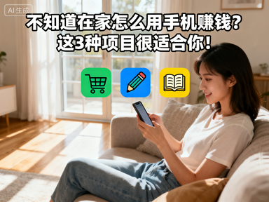 不知道在家怎么用手机赚钱？这3种项目很适合你！-赚百科