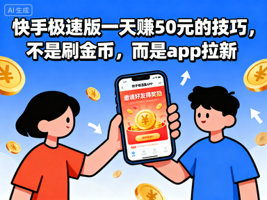 快手极速版一天赚50元的技巧，不是刷金币，而是app拉新-赚百科