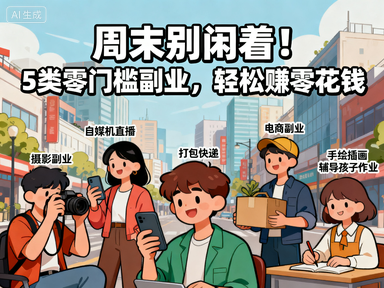 周末别闲着！5类零门槛副业，轻松赚零花钱-赚百科