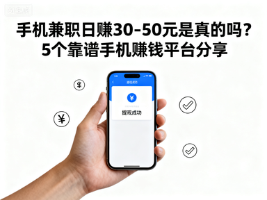 手机兼职日赚30-50元是真的吗？5个靠谱手机赚钱平台分享-赚百科