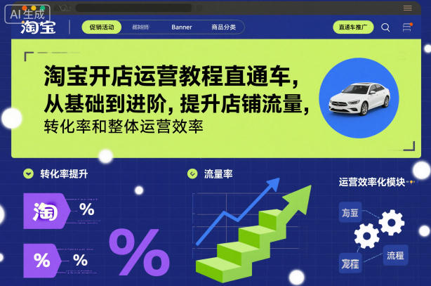 淘宝开店运营教程直通车，从基础到进阶，提升店铺流量，转化率和整体运营效率(更新11月)-赚百科