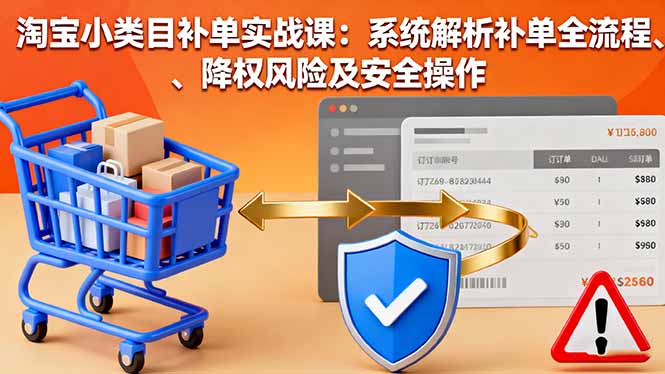 淘宝小类目补单实战课：系统解析补单全流程、降权风险及安全操作-赚百科