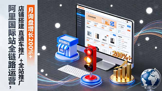 阿里国际站全链路运营，店铺搭建+直通车推广+全站推广，月询盘增长200%+-赚百科