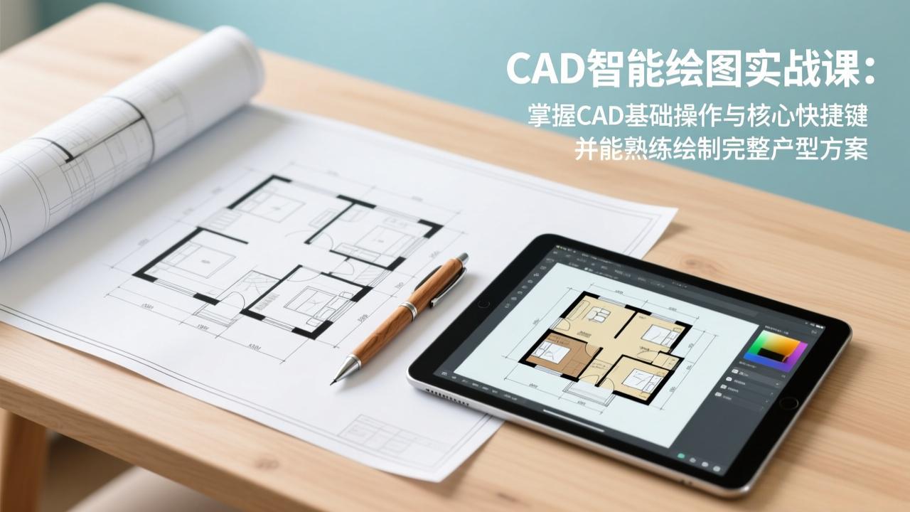 CAD智能绘图实战课：掌握CAD基础操作与核心快捷键，并能熟练绘制完整户型方案-赚百科