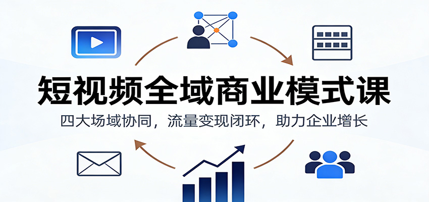 短视频全域商业模式课：四大场域协同，流量变现闭环，助力企业增长-赚百科