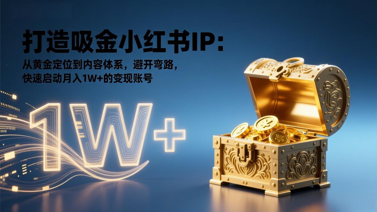 打造吸金小红书IP：从黄金定位到内容体系，避开弯路，快速启动月入1W+的变现账号-赚百科