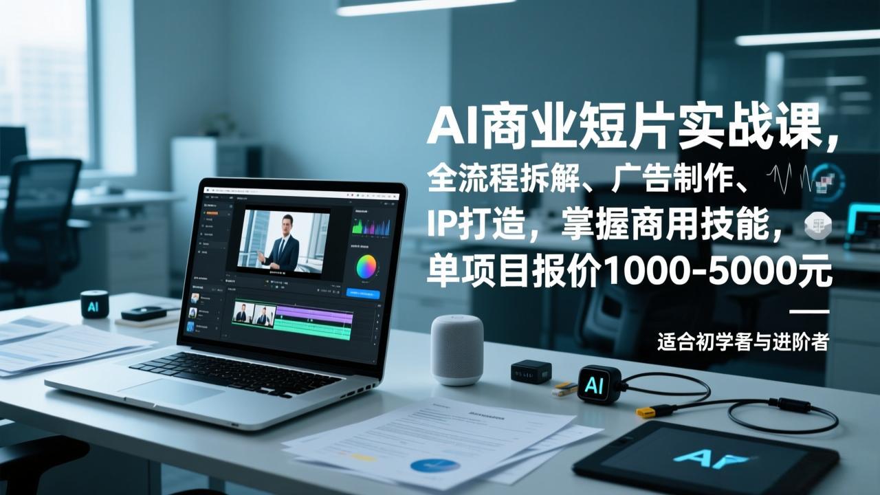 AI商业短片实战课，全流程拆解、广告制作、IP打造，掌握商用技能，单项目报价1000-5000元-赚百科
