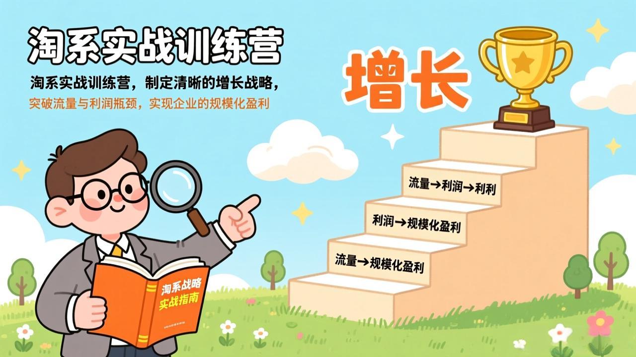 淘系实战训练营,制定清晰的增长战略,突破流量与利润瓶颈,实现企业的规模化盈利 淘系实战训练营,制定清晰的增长战略,突破流量与利润瓶颈,实现企业的规模化盈利