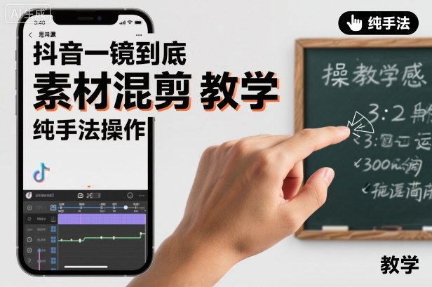 抖音一镜到底素材混剪教学，纯手法操作-赚百科