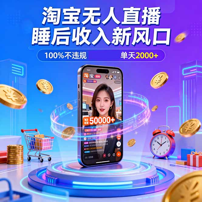 淘宝无人直播，不违规不封号，直播100小时卖了5万，年底旺季！-赚百科