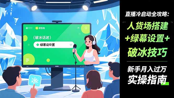 直播冷启动全攻略:人货场搭建+绿幕设置+破冰技巧，新手月入过万实操指南-赚百科