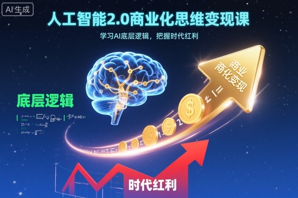 人工智能2.0商业化思维变现课，学习AI底层逻辑，把握时代红利-赚百科