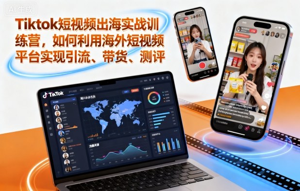 Tiktok短视频出海实战训练营，如何利用海外短视频平台实现引流、带货、测评-赚百科