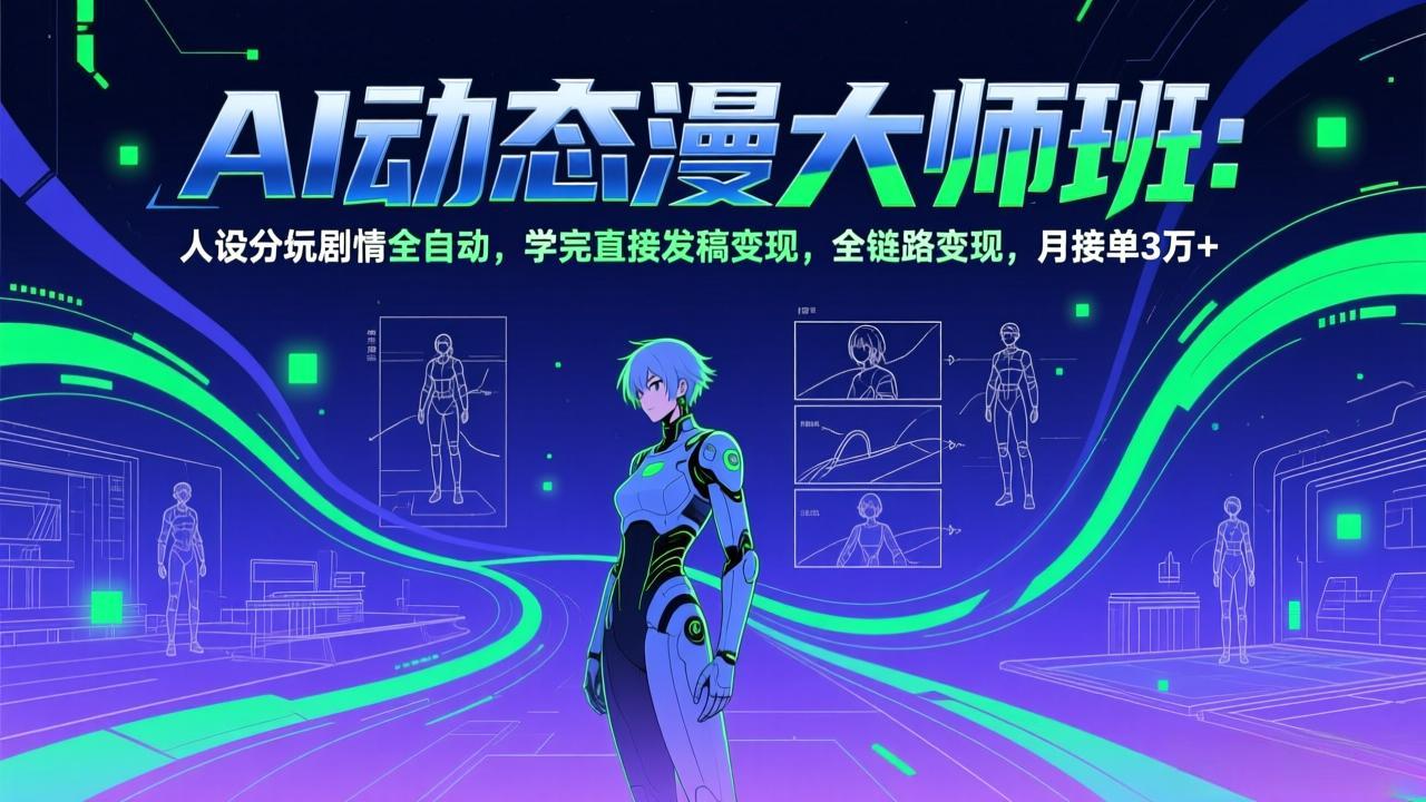 AI动态漫剧大师班:人设分镜剧情全自动,学完直接发稿变现,全链路变现,月接单3万+-赚百科
