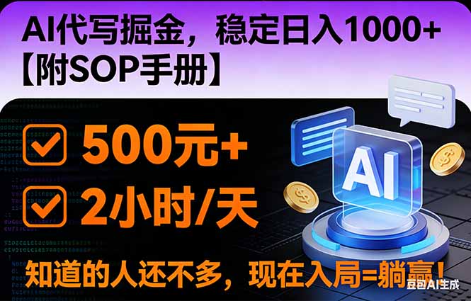 2026风口项目,AI代写掘金,稳定日入1000+,掌握核心技能【附SOP手册】 2026风口项目,AI代写掘金,稳定日入1000+,掌握核心技能【附SOP手册】