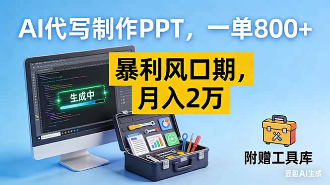 AI代写制作PPT，一单800+， 暴利风口期，月入2万【附工具】-赚百科