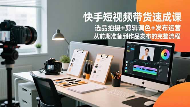 快手短视频带货速成课，选品拍摄+剪辑调色+发布运营，从前期准备到作品发布的完整流程-赚百科