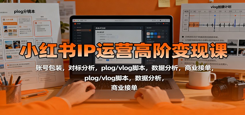 小红书IP运营高阶变现课：账号包装，对标分析，plog/vlog脚本，数据分析，商业接单-赚百科
