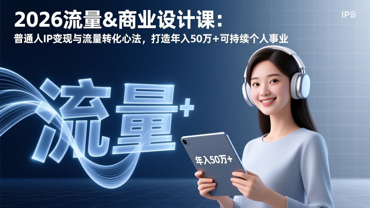 2026流量&商业设计课：普通人IP变现与流量转化心法，打造年入50万+可持续个人事业-赚百科