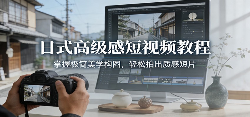 日式高级感短视频教程：掌握极简美学构图，轻松拍出质感短片-赚百科