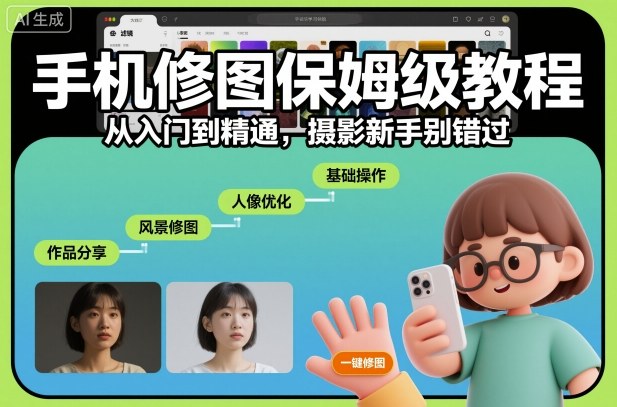 手机修图保姆级教程，从入门到精通，摄影新手别错过-赚百科