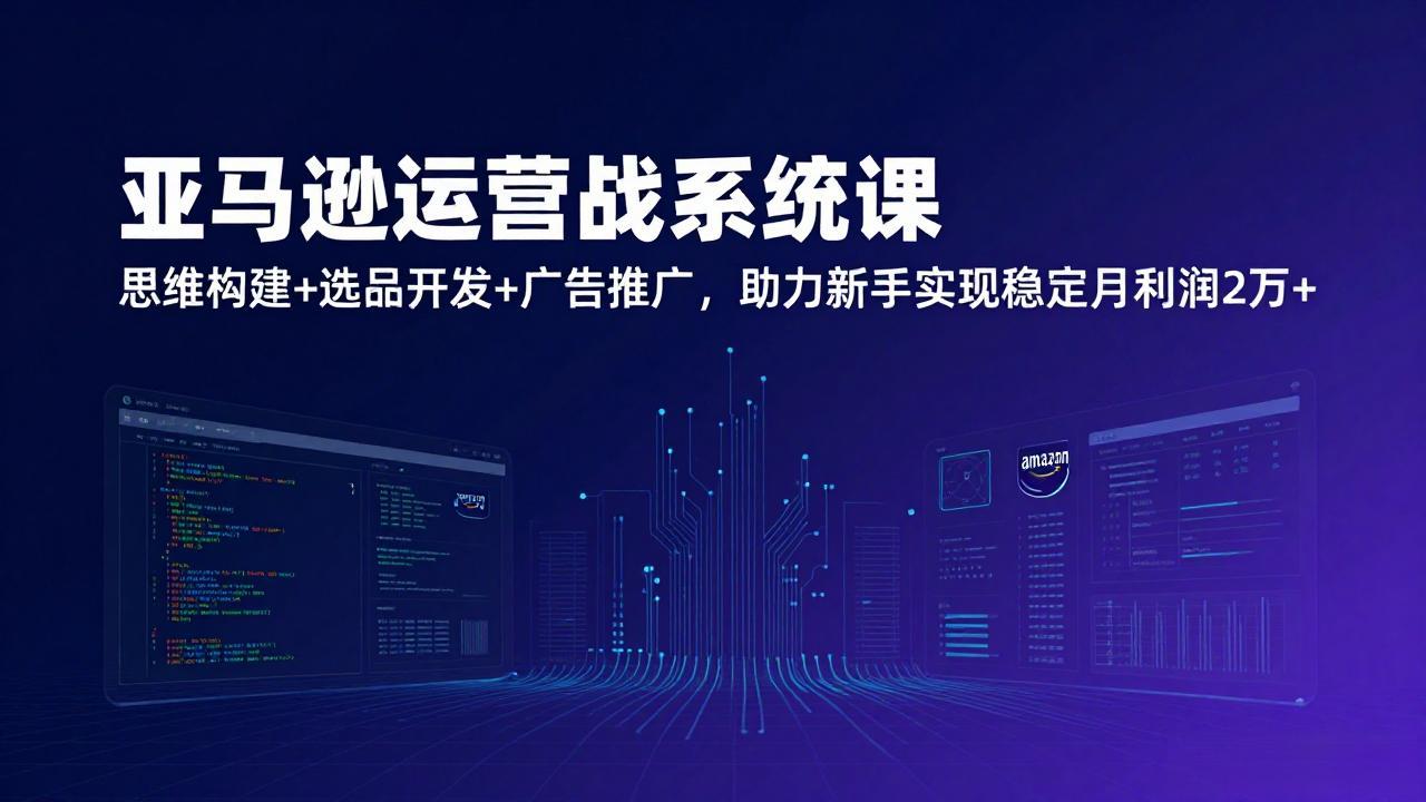 亚马逊运营实战系统课，思维构建+选品开发+广告推广，助力新手实现稳定月利润2万+(更新-赚百科