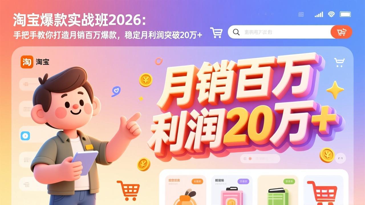淘宝爆款实战班-2026年2月更新:手把手教你打造月销百万爆款,稳定月利润突破20万+-赚百科