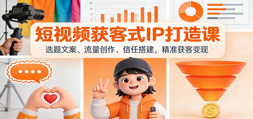 短视频获客式IP打造课：选题文案、流量创作、信任搭建，精准获客变现-赚百科