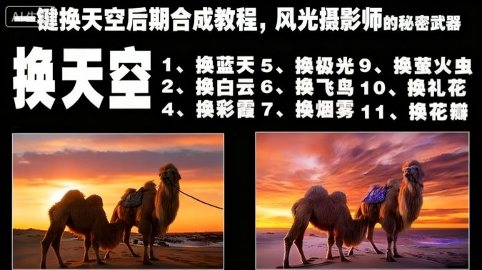 一键换天空后期合成教程，风光摄影师的秘密武器-赚百科