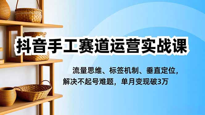 抖音手工赛道运营实战课,流量思维、标签机制、垂直定位,解决不起号难题,单月变现破3万-赚百科