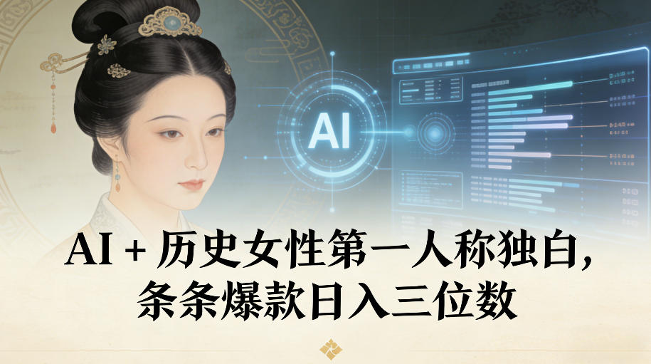 AI+历史女性第一人称独白，条条爆款日入三位数-赚百科