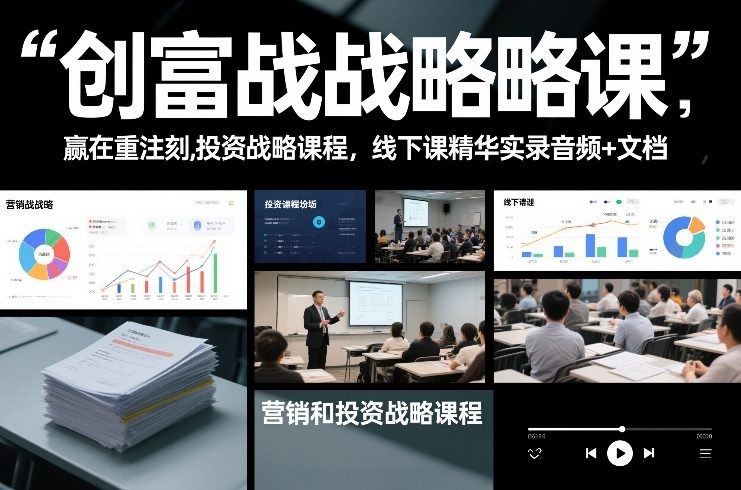 创富战略课，赢在重注时刻，营销和投资战略课程，线下课精华实录音频+文档-赚百科