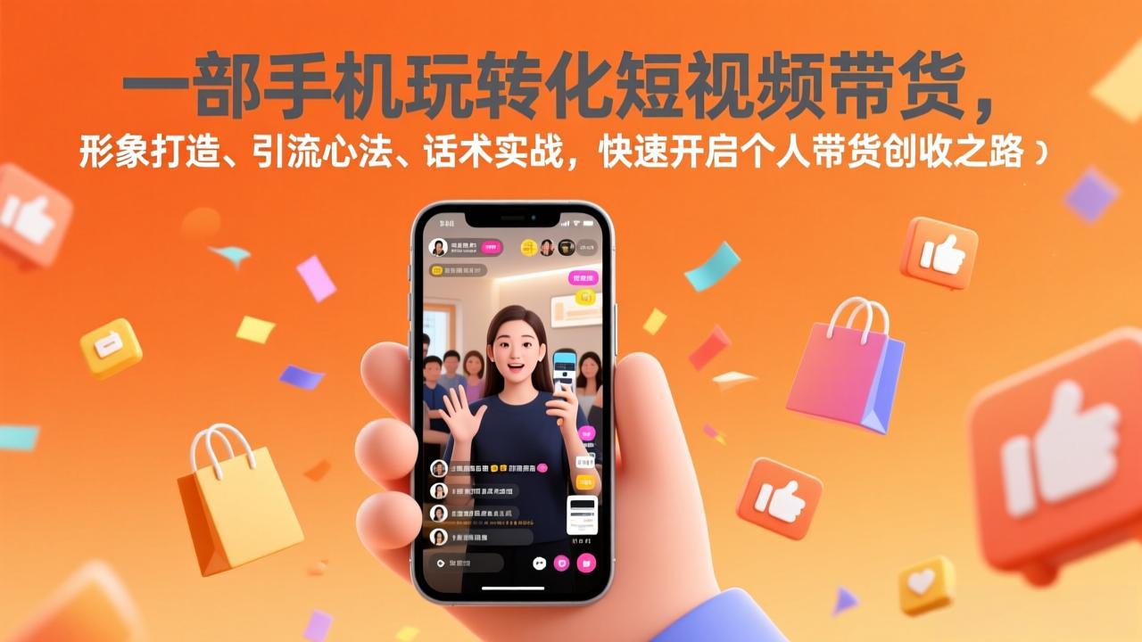 一部手机玩转化短视频带货，形象打造、引流心法、话术实战，快速开启个人带货创收之路-赚百科