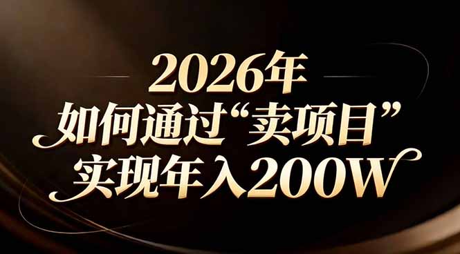 站在2026年的十字路口：一个普通人如何通过卖项目实现年入200万-赚百科