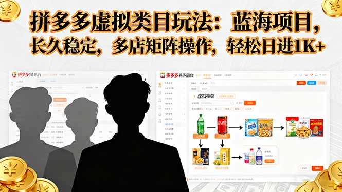 拼多多虚拟类目玩法，蓝海项目，长久稳定，多店矩阵操作，轻松日进1K+-赚百科