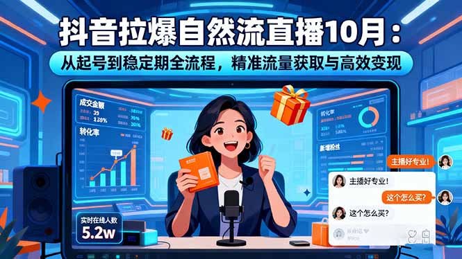 抖音拉爆自然流直播10月：从起号到稳定期全流程，精准流量获取与高效变现-赚百科