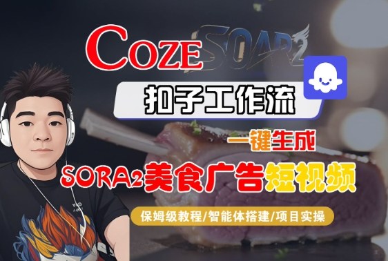 Coze扣子智能体工作流一键生成“SORA2美食广告“短视频，全流程保姆级教学-赚百科