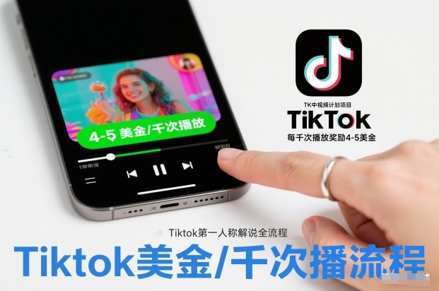 TK中视频计划项目，Tiktok第一人称解说流程，每干次播放奖励4-5美金-赚百科