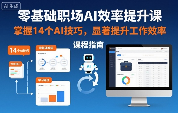 零基础职场AI效率提升课，掌握14个AI技巧，显著提升工作效率-赚百科