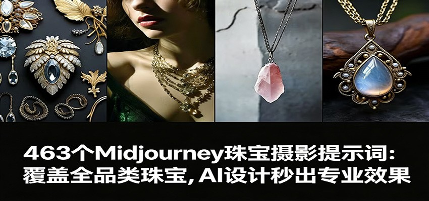 463个Midjourney珠宝摄影提示词：覆盖全品类珠宝，AI设计秒出专业效果-赚百科
