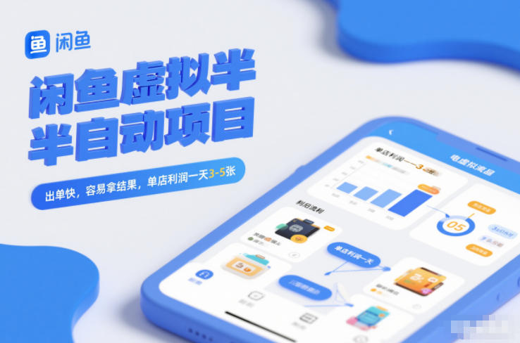 闲鱼虚拟半自动项目，出单快，容易拿结果，单店利润一天3-5张-赚百科