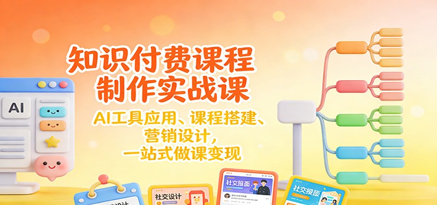 知识付费课程制作实战课：AI工具应用 、课程搭建、营销设计，一站式做课变现-赚百科