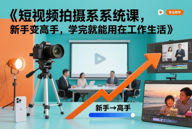 短视频拍摄系统课,新手变高手,学完就能用在工作生活-赚百科
