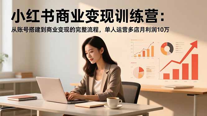 小红书商业变现训练营：从账号搭建到商业变现的完整流程，单人运营多店月利润10万-赚百科