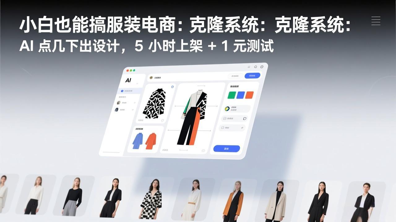小白也能搞服装电商:克隆系统:AI 点几下出设计,5 小时上架 + 1 元测试-赚百科
