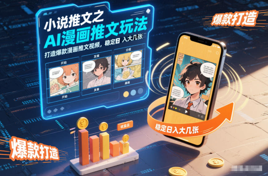 小说推文之AI漫画推文玩法，打造爆款漫画推文视频，稳定日入大几张-赚百科