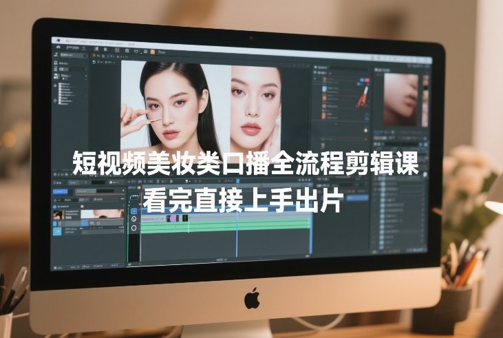 短视频美妆类口播全流程剪辑课,看完直接上手出片-赚百科