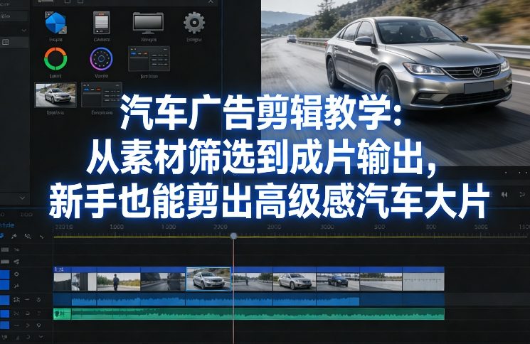 汽车广告剪辑教学：从素材筛选到成片输出，新手也能剪出高级感汽车大片-赚百科