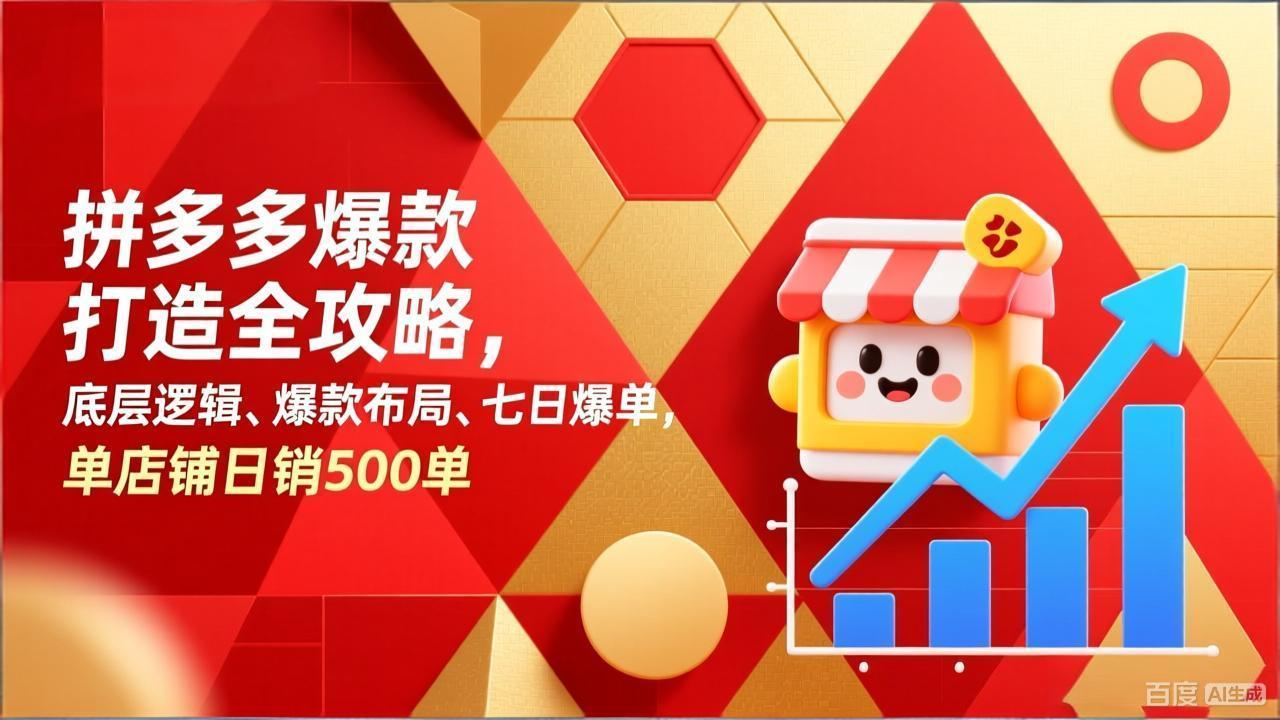 拼多多爆款打造全攻略，底层逻辑、爆款布局、七日爆单，单店铺日销500单-赚百科